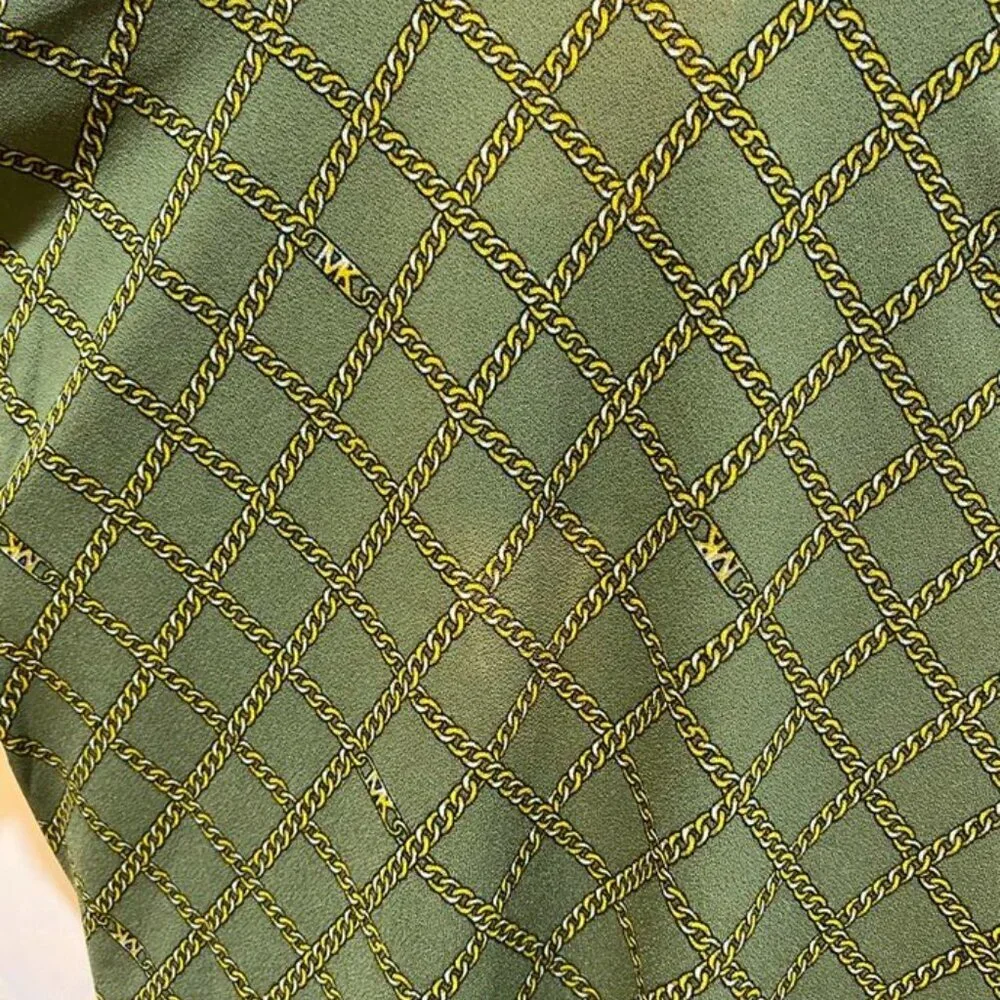 Michael Michael Kors Chain Print Wrap Top Smoky Olive Size S